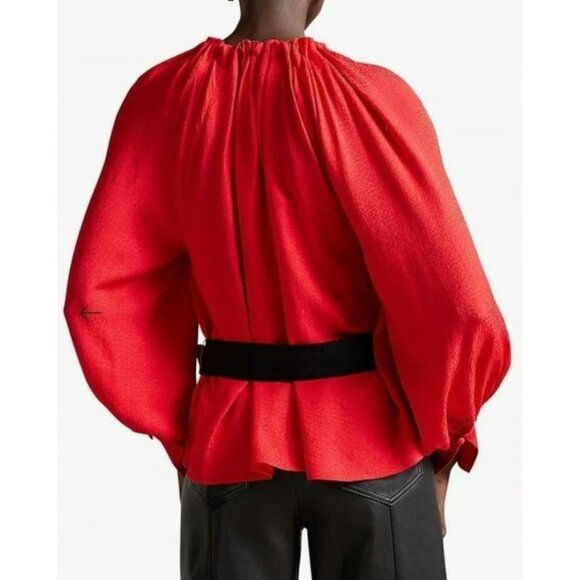 NEW Ted Baker London Womens Small Gathered Neck Tryniti Tie Front Blouse Shirt - Picture 5 of 13